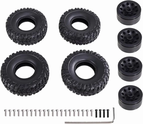 RC Upgrade Accessories for WPL for C14 for C24 for C34 1/12 Rc Car Clip Type Tire Soft Tire Skin Upgrade Metal Parts Replacement Accessories(Black)