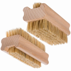 REDECKER Natural Pig Bristle Nail Brush with Untreated Beechwood Handle, Set of 2, 3-3/4-Inches - Nail Brush Wood - Nail Cleaning Brush - Nail Scrub Brush