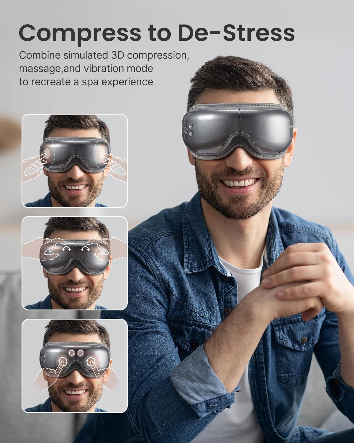 RENPHO Eye Massager Eyeris 1, Fathers Day Birthday Gifts for Mom Dad Women Men Her Him FSA HSA Eligible, Sleep Mask with Heat Bluetooth Music, Relax Eye