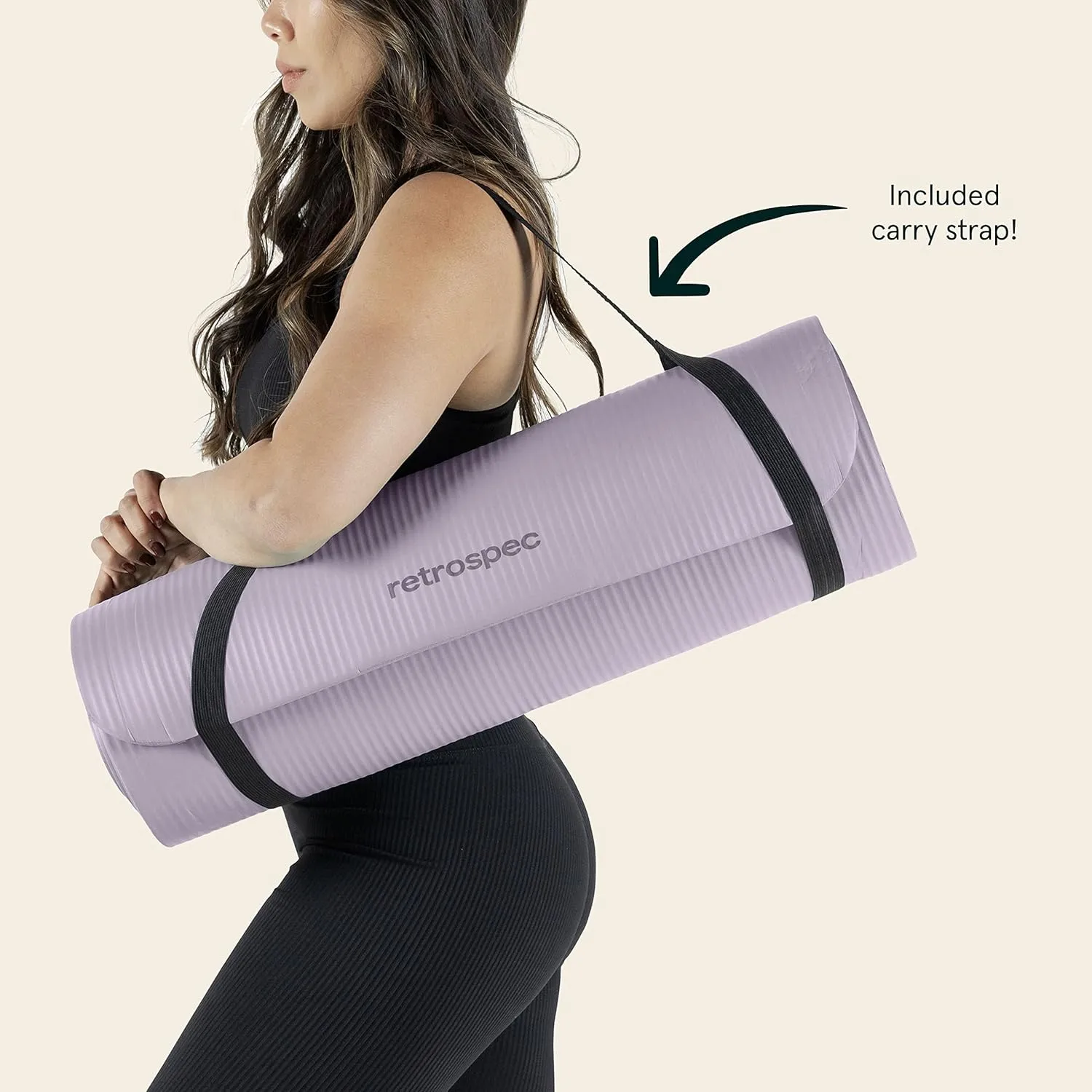 Retrospec Solana Yoga Mat 1" Thick With Nylon Carry Strap for Men & Women - Non Slip Exercise Mat for Home Yoga, Pilates, Stretching, Floor & Fitness Workouts