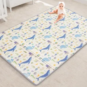 Reversible Baby Floor Mat (71x59x0.4in) -Foldable, Lightweight Foam Playmat for Babies & Toddlers - Waterproof, Easy Cleaning & Storage - Ideal for Indoor/Outdoor Play & Travel (Marine World)