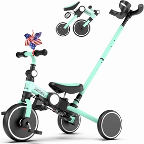 Ridego 5 in 1 Toddler Bike, Foldable Bike for Toddlers 2-5 Years Old Boys and Girls, Kids Tricycle with Push Handle,Tricycle for 2 Year Old Toy and Gift with Removable Pedal