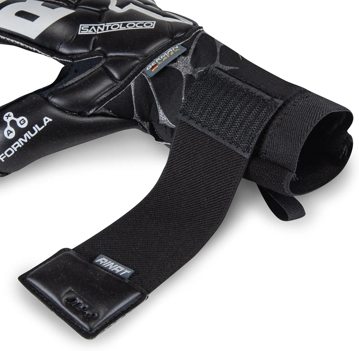 Rinat SantoLoco PRO Gloves: AXG Latex Grip, Ergoroll Cut, Cushioned Backhand, Adjustable Closure All-Weather Elite Performance.