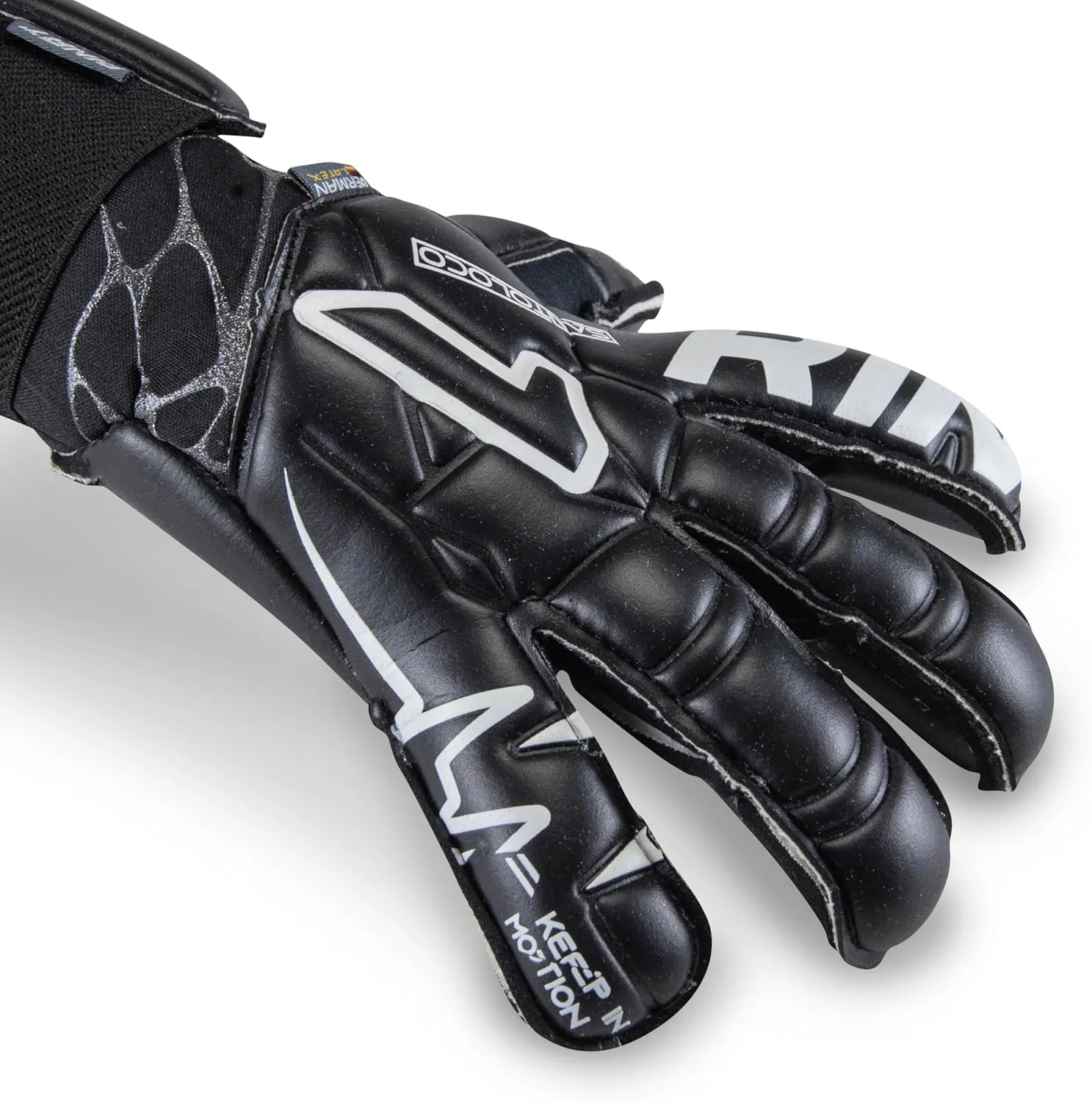 Rinat SantoLoco PRO Gloves: AXG Latex Grip, Ergoroll Cut, Cushioned Backhand, Adjustable Closure All-Weather Elite Performance.
