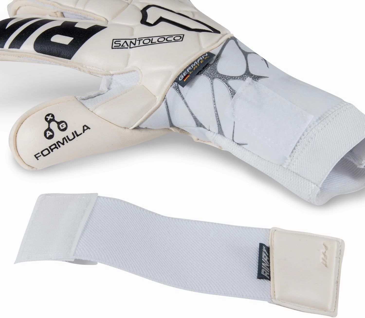 Rinat SantoLoco PRO Gloves: AXG Latex Grip, Ergoroll Cut, Cushioned Backhand, Adjustable Closure All-Weather Elite Performance.