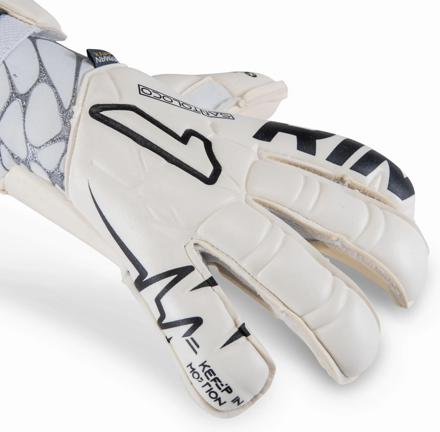 Rinat SantoLoco PRO Gloves: AXG Latex Grip, Ergoroll Cut, Cushioned Backhand, Adjustable Closure All-Weather Elite Performance.