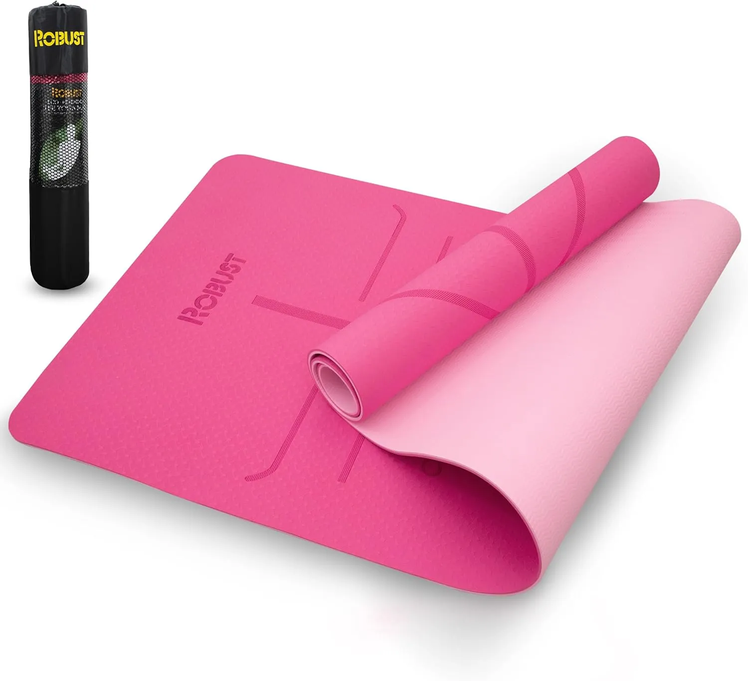 Robust TPE Non-Slip Yoga Mat-1/4 Inch Thick Exercise Mat with Position Lines- Workout Mat with Carrying Straps and Storage Bag- Gym Mat for Workout, Pilates and Exercises- Suitable for Men and Women