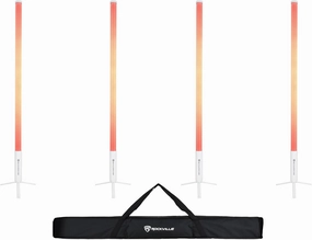 Rockville 4X Rock Saber White Wireless DMX DJ Tube Lights, 5ft, 23H Rechargeable Battery, 192 RGBWA LEDs, IP65 Indoor/Outdoor, App Control Remote, Padded Bag, Floor Stand/Truss Mount