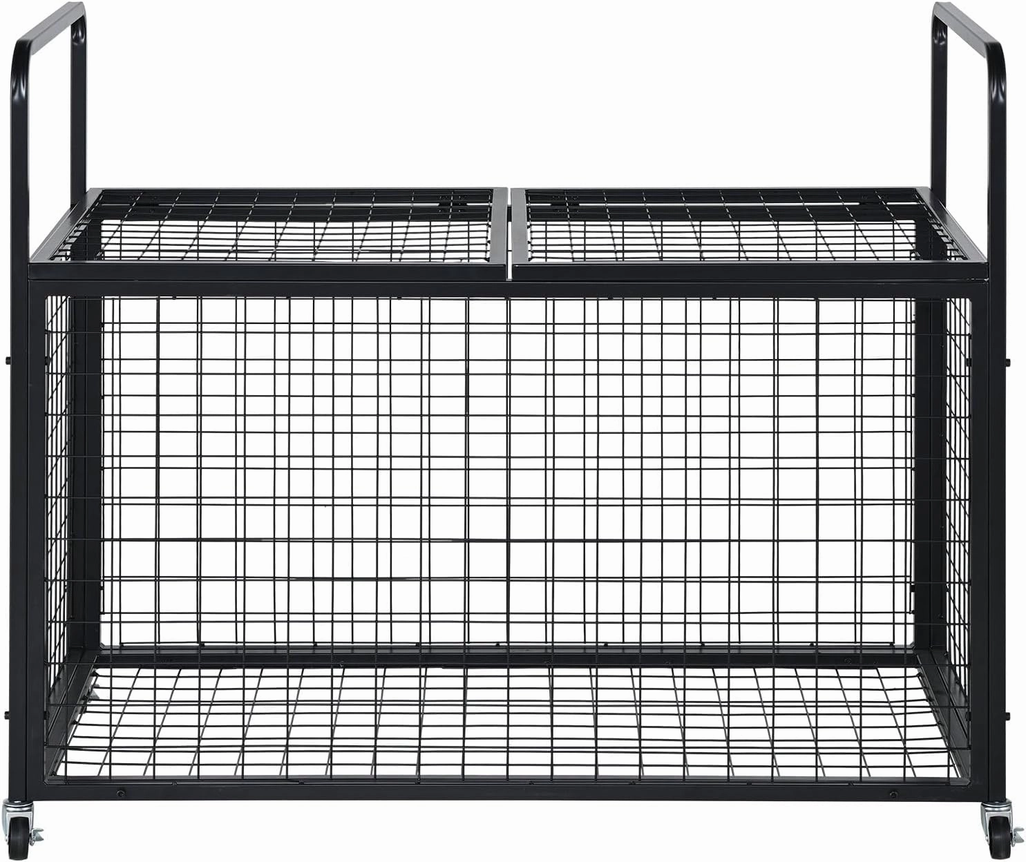 Rolling Sports Ball Storage – Lockable Basketball Cage With Double Lids, Steel Equipment Organizer For Gym, Garage, School – Indoor/Outdoor Use (Natural, 1 Door) (1 Doors)