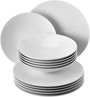 Rosenthal TAC Gropius White - 12 Pieces for 6 People, Porcelain Dinner Set, Modern Crockery White