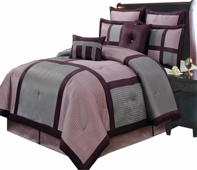 Royal Tradition 8-Piece Bed in a Bag, King Size, Purple Morgan Comforter Set (One Comforter 106" x 92", Two Pillow Shams, Euro Shams, Two Cushions, One Bedskirt) Stylish Bedding