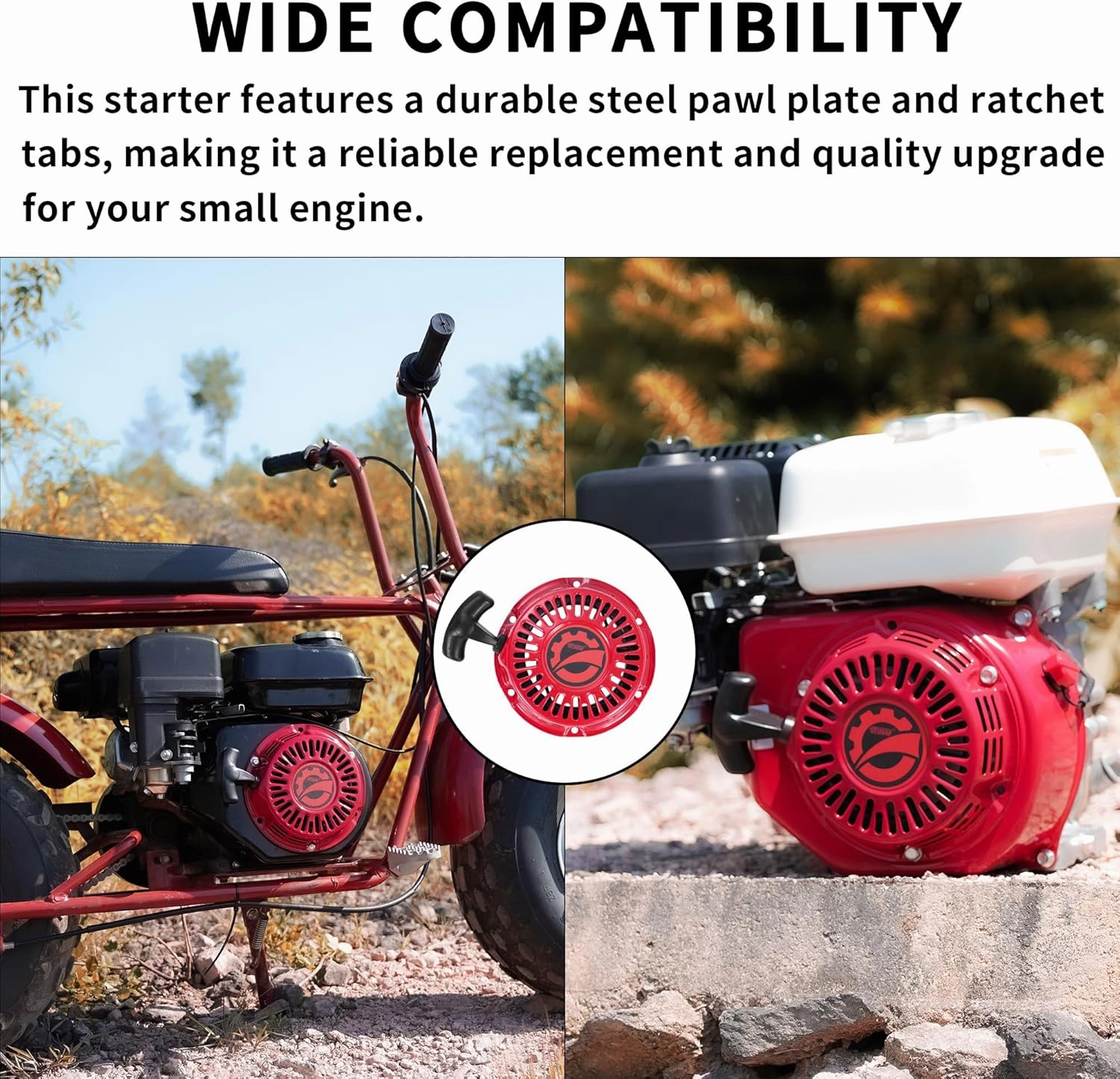 RUTU GX160 Pull Start Assembly with Recoil Starter Rope&Handle for 196cc 6.5 Hp GX200 168F Go-Kart Engines,GX160 Recoil Starter Fit for Predator 212cc Carter Coleman Powersports Murray Go-Kart Red
