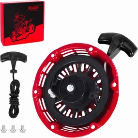 RUTU GX160 Pull Start Assembly with Recoil Starter Rope&Handle for 196cc 6.5 Hp GX200 168F Go-Kart Engines,GX160 Recoil Starter Fit for Predator 212cc Carter Coleman Powersports Murray Go-Kart Red
