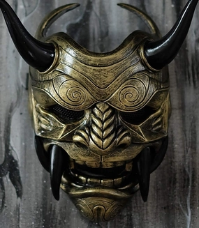 Samurai Oni Airsoft Mask BB Gun Halloween Costume Ninja Evil Demon Cosplay Gold DA03