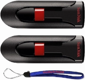 SanDisk Cruzer Glide 32GB (2 Pack) USB 2.0 Flash Drive Jump Drive Pen Drive SDCZ60-008G - w/ (1) Everything But Stromboli (tm) Lanyard
