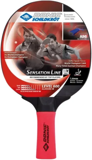 SchildkrötDonic-Schildkröt Persson 500 Table Tennis Bat, Cork Handle, 1.6 mm Sponge, Elite Pad - ITTF, 728451
