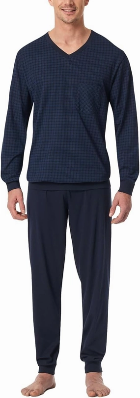 Schlafanzug Lang mit Bündchen-Nightwear Set Pijama Set, Midnight Blue_182194, 60 Men, Midnight Blue_182194, 60