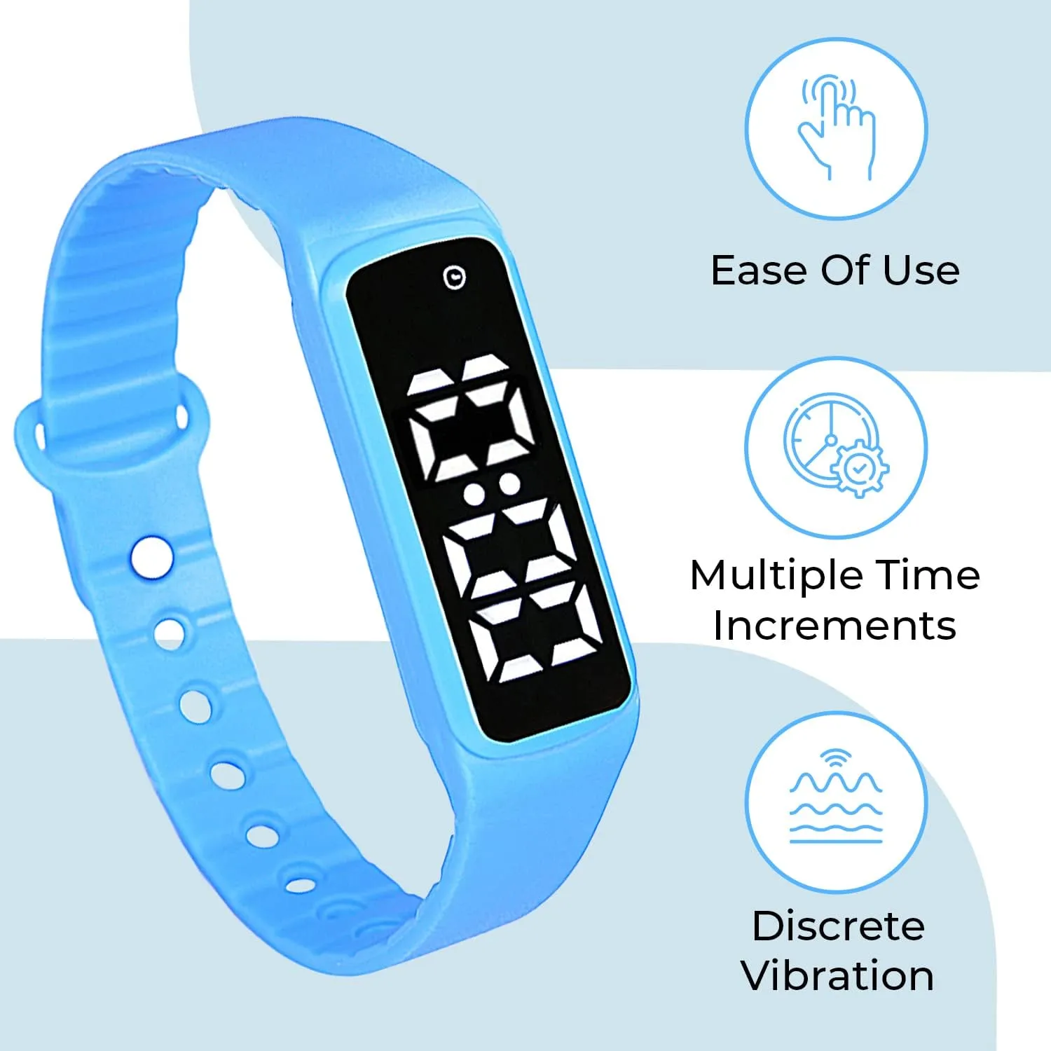 Sensory Wrist Timer for Kids, Teachers, Students, Simple Reminder Watch with Silent Alarm Clock Wristband, Classroom Countdown (Blue)