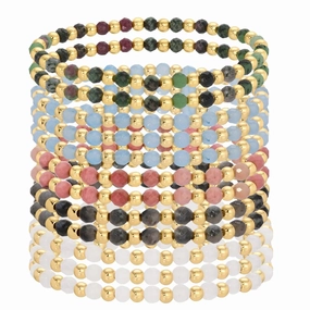 Set/12 Stretch Stone & Bead Bracelets