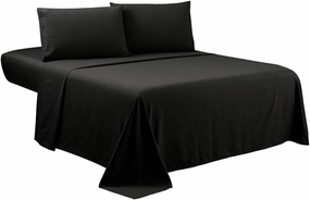 Sfoothome Full Sheets Set - Black Hotel Luxury 4-Piece Bed Set, Extra Deep Pocket, 1800 Series Bedding Set, Wrinkle & Fade Resistant, Sheet & Pillow Case Set (Full, Black)