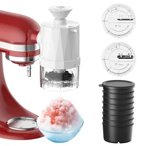 Shaved Ice Attachment for KitchenAid Stand Mixer, Snow Cone Shaved Ice Machine with Coarse and Fine Blades,8 Ice Cube Molds,Accessories and Attachments for Kitchen Aid by Gvode