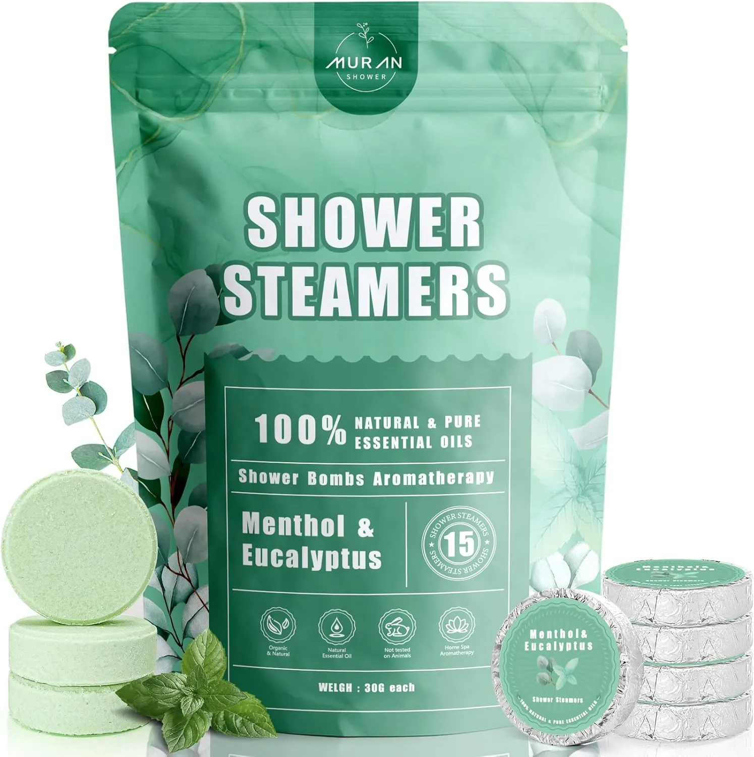 Shower Steamers Aromatherapy 15-Pack Shower Bombs Gifts for Wife, Organic Menthol & Eucalyptus for Shower Natural Essential Oil, Birthday Father Day Gifts for Her Him Women Men Daughter Stress Relief
