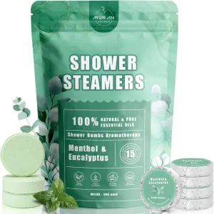Shower Steamers Aromatherapy 15-Pack Shower Bombs Gifts for Wife, Organic Menthol & Eucalyptus for Shower Natural Essential Oil, Birthday Father Day Gifts for Her Him Women Men Daughter Stress Relief