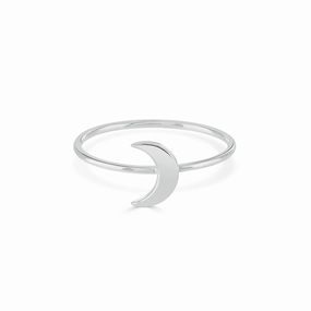 Silver Dainty Moon Stacking Ring