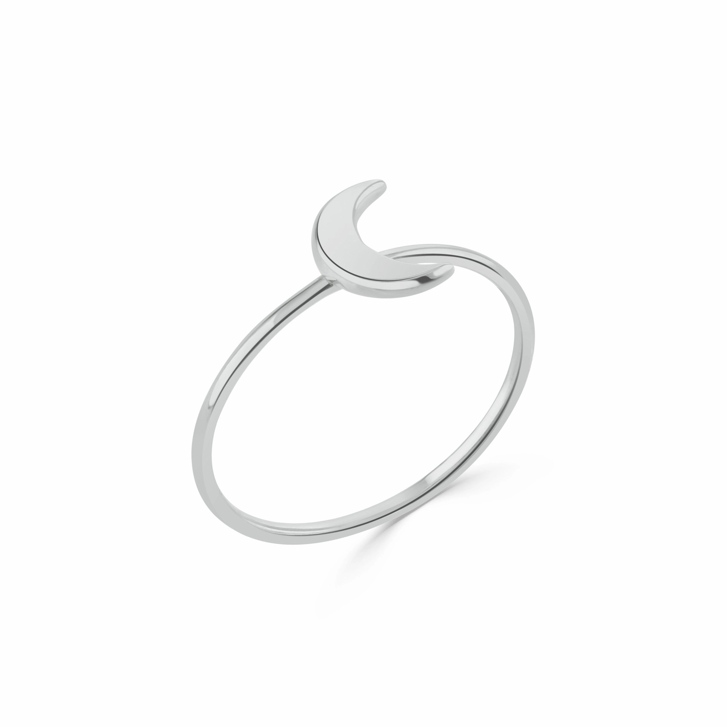 Silver Dainty Moon Stacking Ring