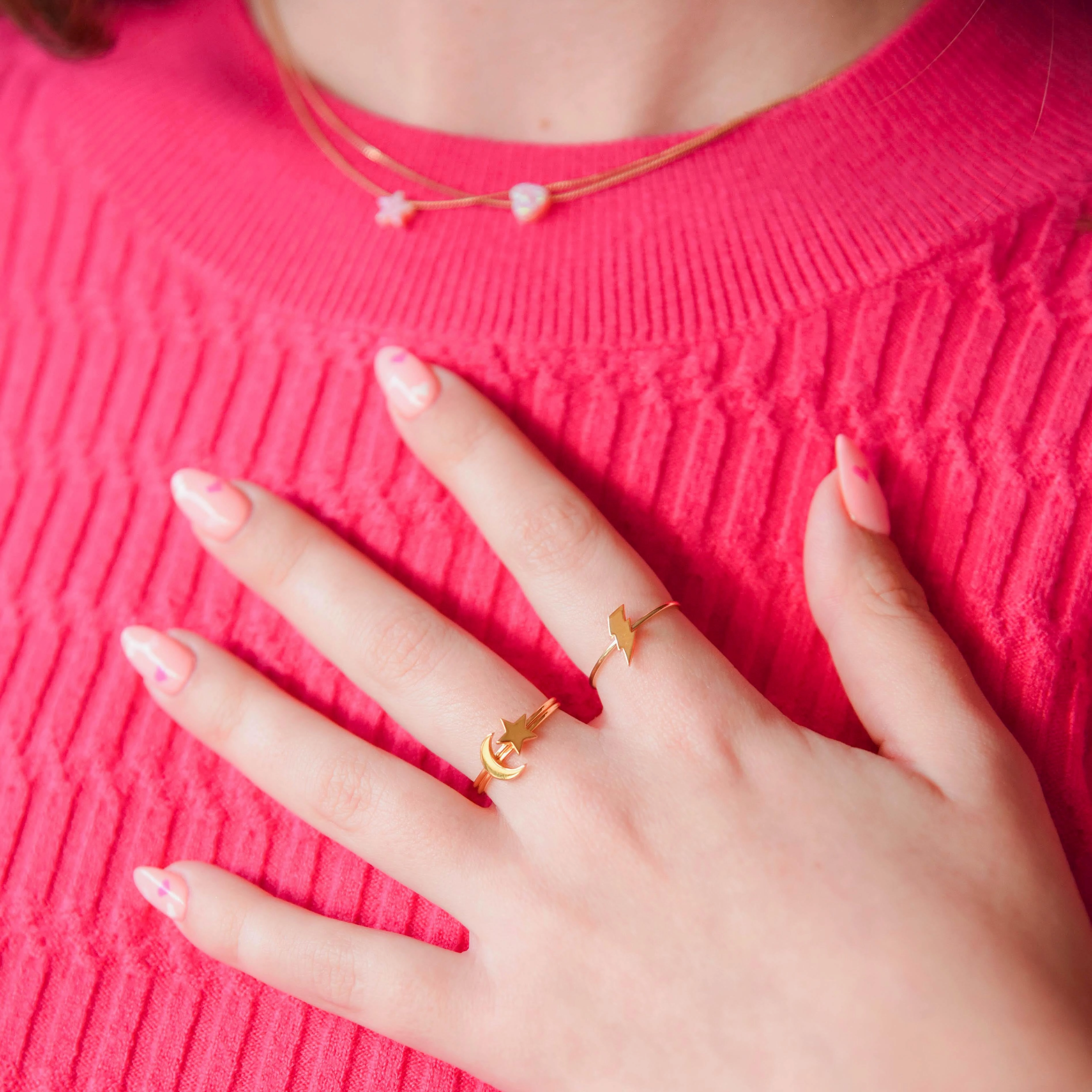 Silver Dainty Moon Stacking Ring