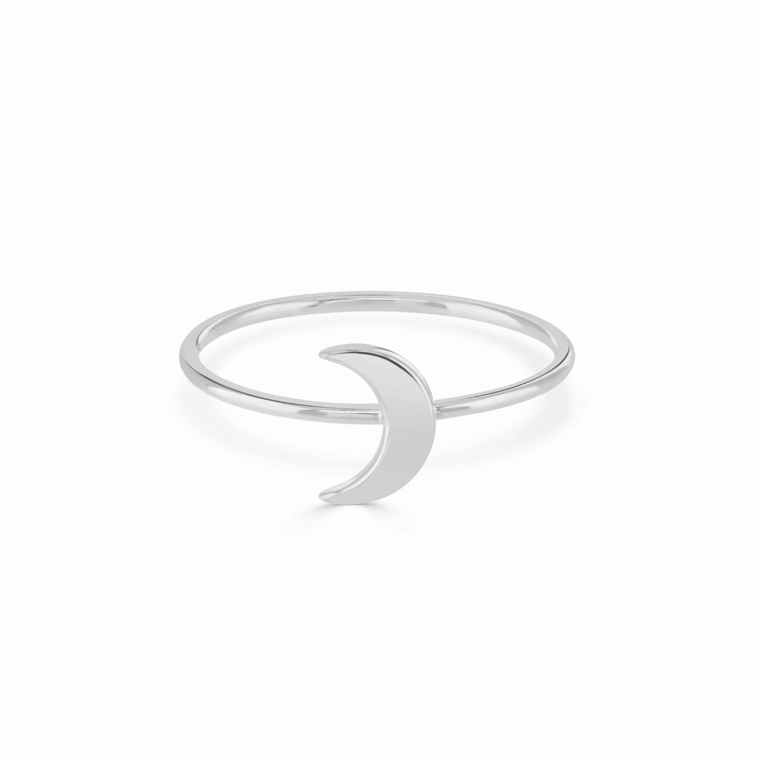 Silver Dainty Moon Stacking Ring