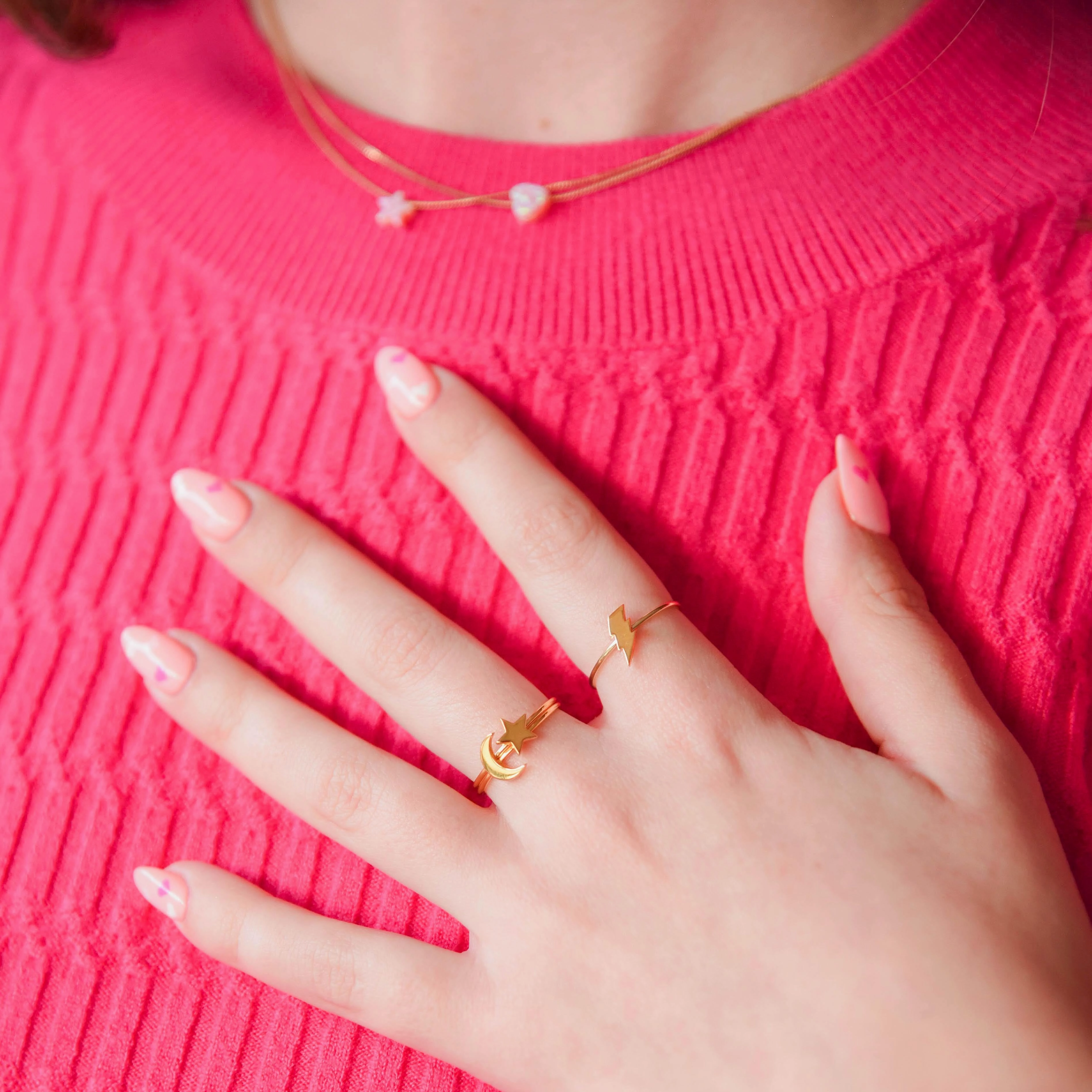 Silver Dainty Moon Stacking Ring