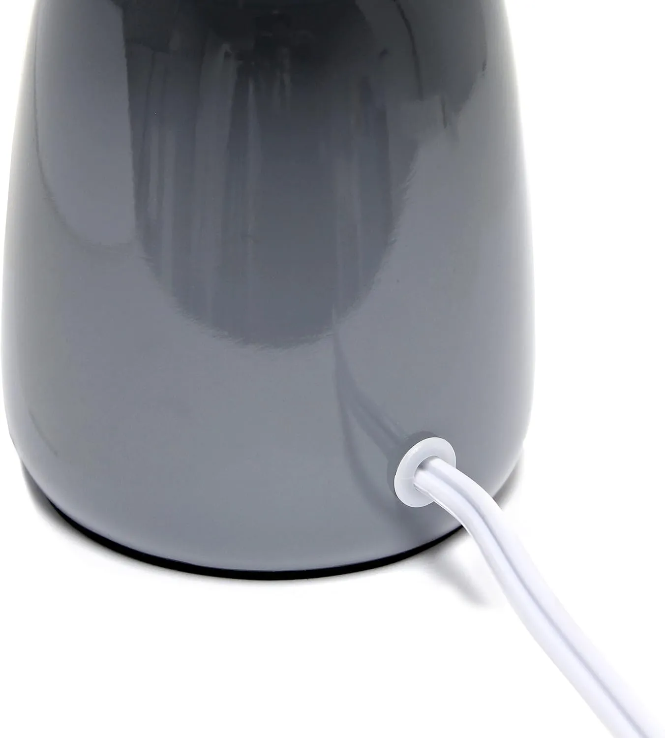 Simple Designs LT1134-GRY 10.04" Tall Traditional Ceramic Thimble Base Bedside Table Desk Lamp w Matching Fabric Shade for Home Decor, Nightstand, Bedroom, Living Room, Entryway, Office, Gray