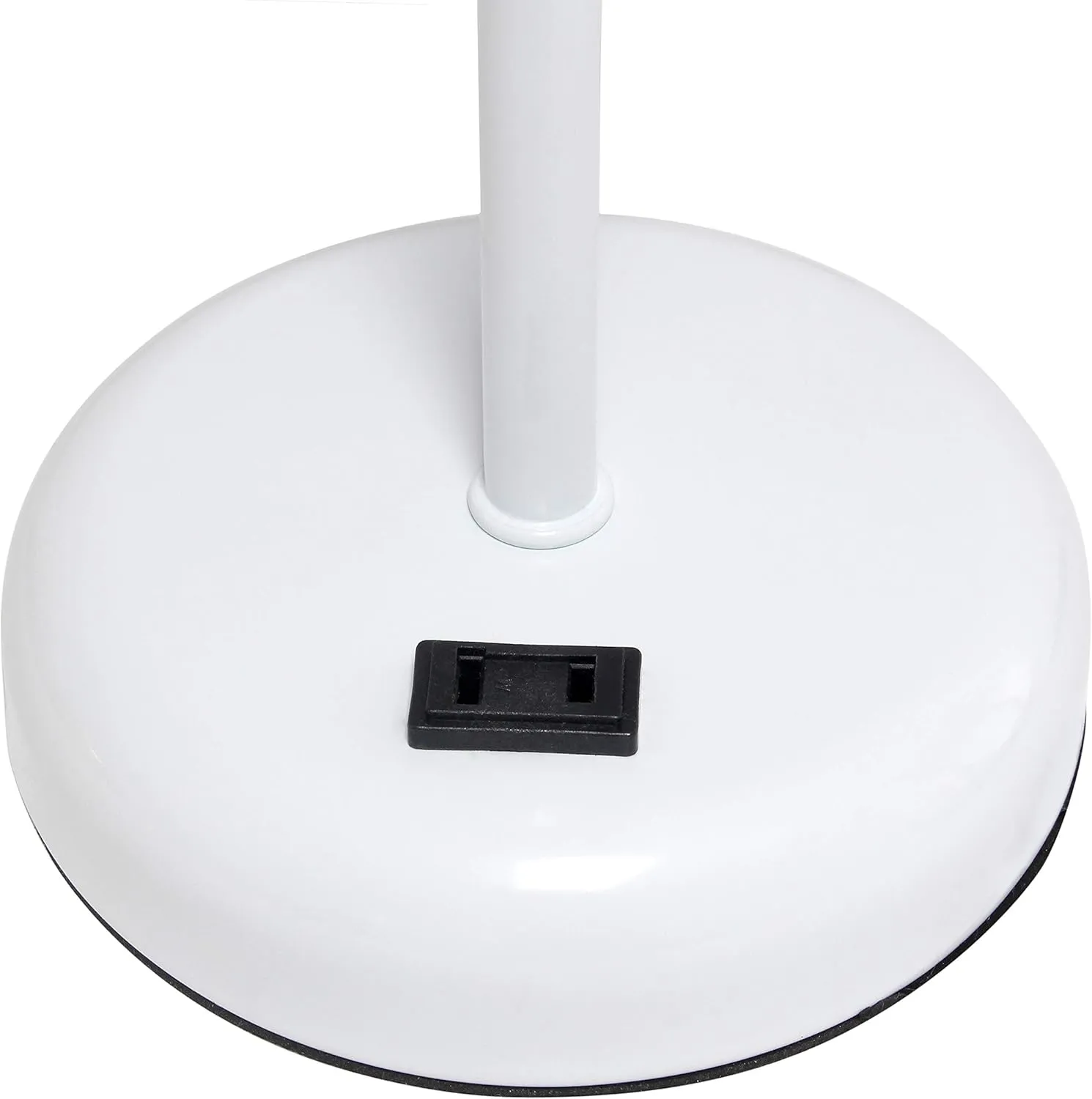 Simple Designs LT2024-AOW-LB 19.5" White Stick Table Desk Lamp with Charging Outlet and Drum Fabric Shade for Living Room, Hallway, Nightstand, Office, Aqua Shade, with Feit LED Bulb Included