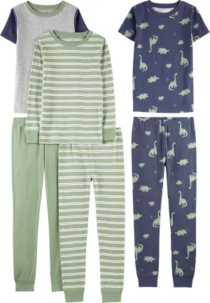 Simple Joys by Carter's Boys' 6-Piece Snug Fit Cotton Pajama Set