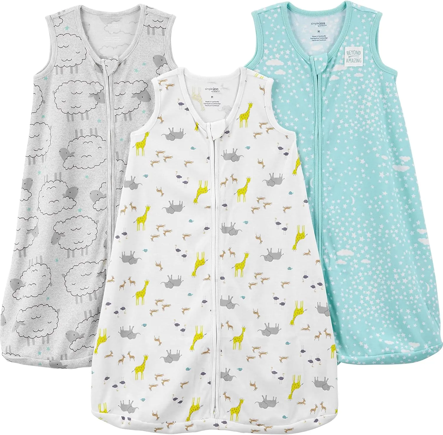 Simple Joys by Carter's Unisex-Baby 3-Pack Cotton Wearable Blankets