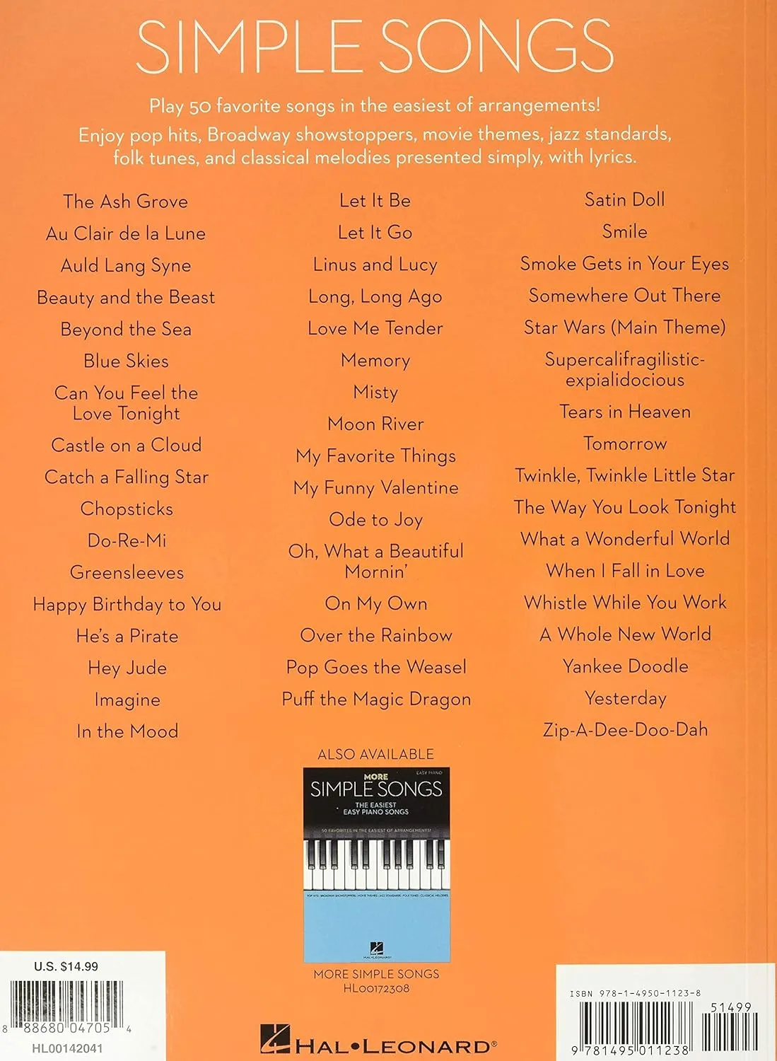 Simple Songs - The Easiest Easy Piano Songs Spiral-bound – April 1, 2015