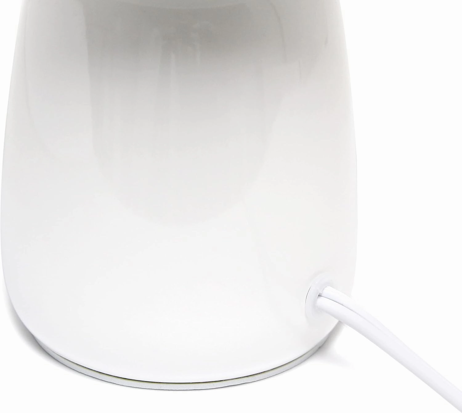 Simple Designs LT1134-OFF 10.04" Tall Traditional Ceramic Thimble Base Bedside Table Desk Lamp w Matching Fabric Shade for Home Decor, Nightstand, Bedroom, Living Room, Entryway, Office, Off White