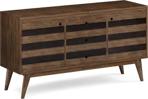 SIMPLIHOME Clarkson SOLID ACACIA WOOD and Acacia 60 inch x 18 inch Rectangle Mid Century Sideboard Buffet in Rustic Natural Aged Brown for the Dining Room and Kitchen