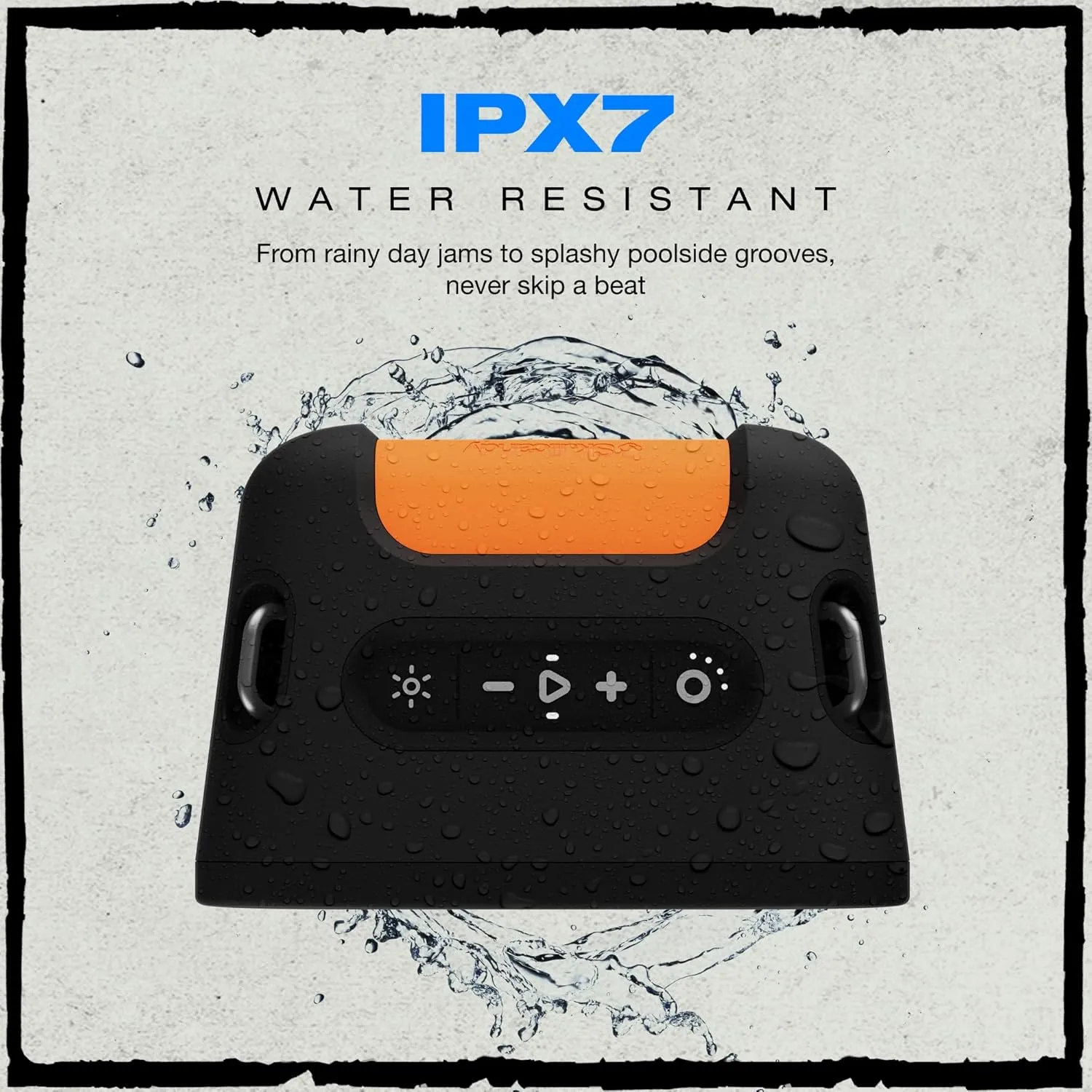 Skullcandy Stomp Bluetooth Speaker – IPX7 Waterproof Wireless Portable Speaker, with LED Lightshow & Strobe Modes, 12 Hour Battery, Multi-Link, & USB-C & USB-A Output Charging