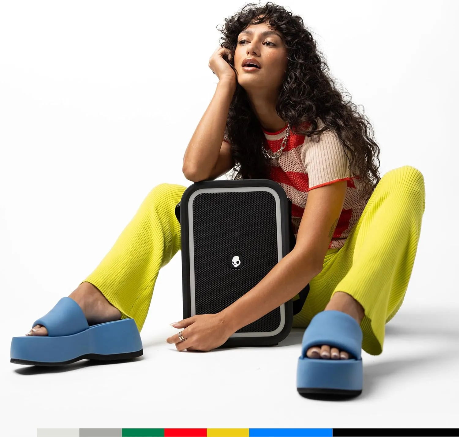 Skullcandy Stomp Bluetooth Speaker – IPX7 Waterproof Wireless Portable Speaker, with LED Lightshow & Strobe Modes, 12 Hour Battery, Multi-Link, & USB-C & USB-A Output Charging