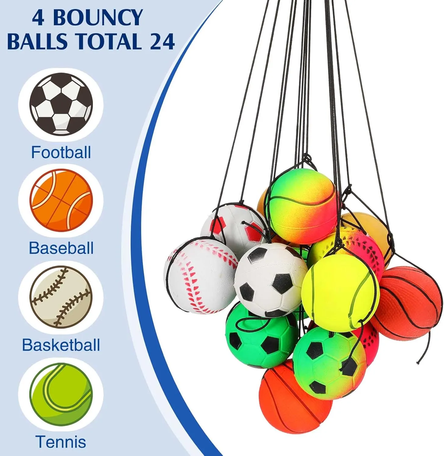Skylety Wrist Return Ball Rubber Sport Ball with Strap and String Rebound Bouncy Balls Toy on Elastic String Toy for Teens Adults Wrist Exercise Play