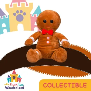 Snap The Gingerbread Man Plush Toy - Soft & Cuddly, Festive Christmas Decor, Gingerbread Stuffed Animal, 16 Inch, Brown