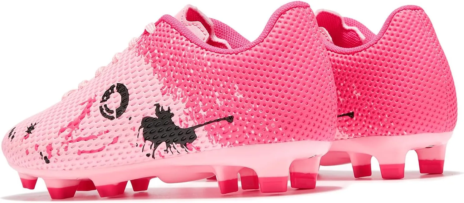 Soccer Shoes for Boys Pink Soccer Cleats Breathable Athletic Toddler Black Football Boots for Outdoor Indoor Soccer Shoes for Girls AG/FG