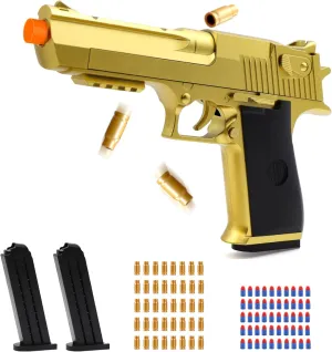 Soft Bullet Toy Gun, Gold Toy Guns for Boys, Foam Blaster with Shell Ejecting, Realistic Play Gun Model & Toy Pistol Fidget Gun, Christmas Birthday Gifts for Boys Girls Kids Adults Age 8 