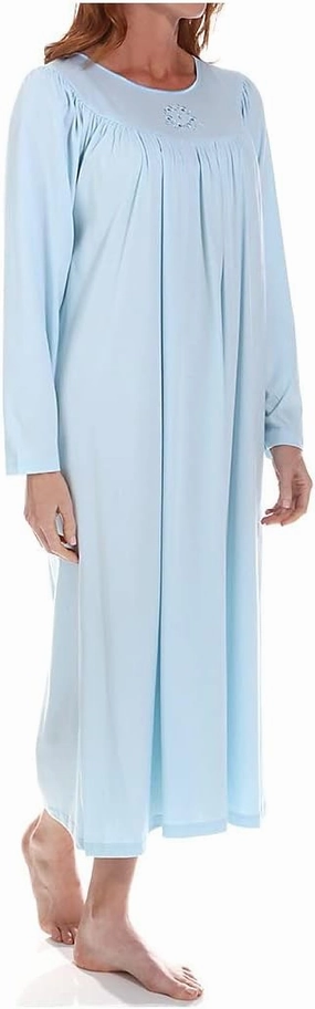 Soft Cotton Long Sleeve Nightgown (33300) S/Light Blue