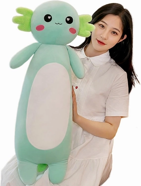 Somao Long Axolotl Plush Pillow, Cute Axolotl Stuffed Animal Body Plush Soft Plushies Doll Toy for Girls Boys(65cm/25.5inch,Green)