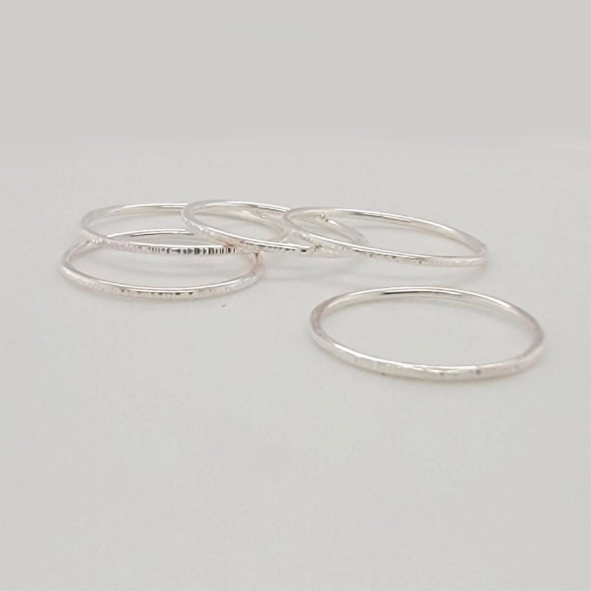 Sparkly hammered  texture stacking rings - Stacking ring - stackable rings - CG476R. Starts at