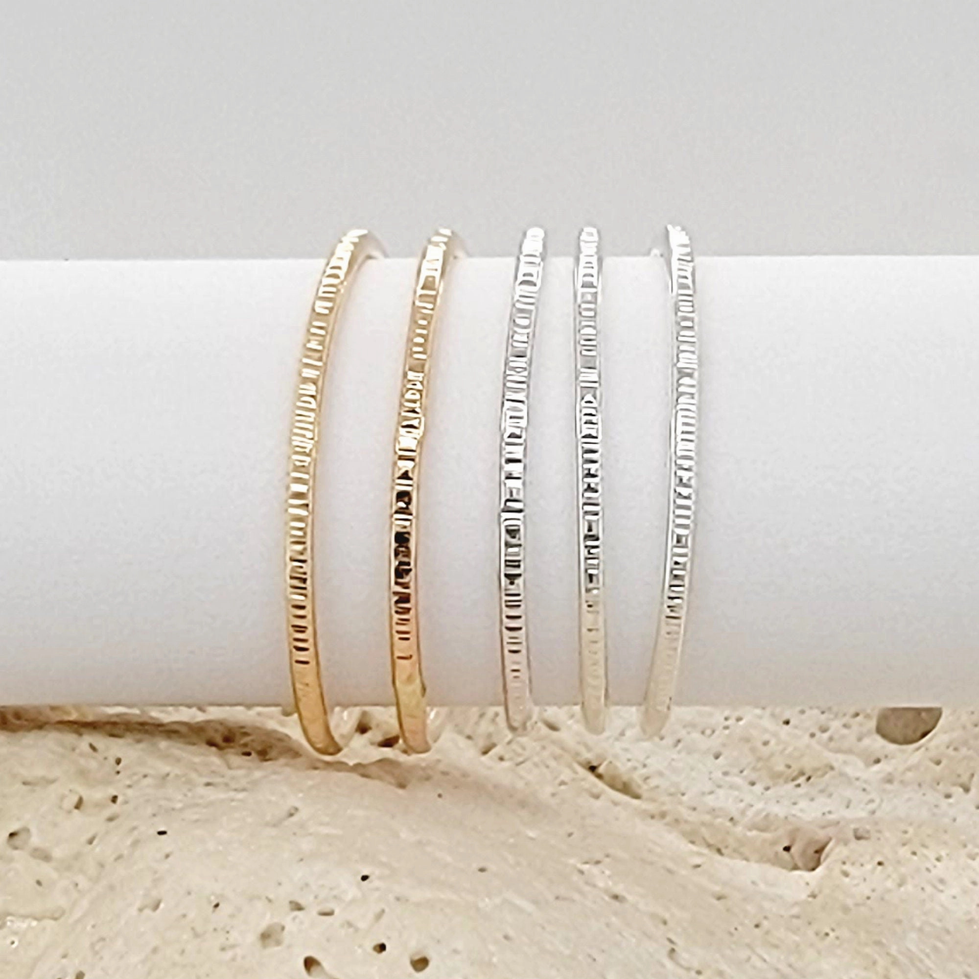 Sparkly hammered  texture stacking rings - Stacking ring - stackable rings - CG476R. Starts at
