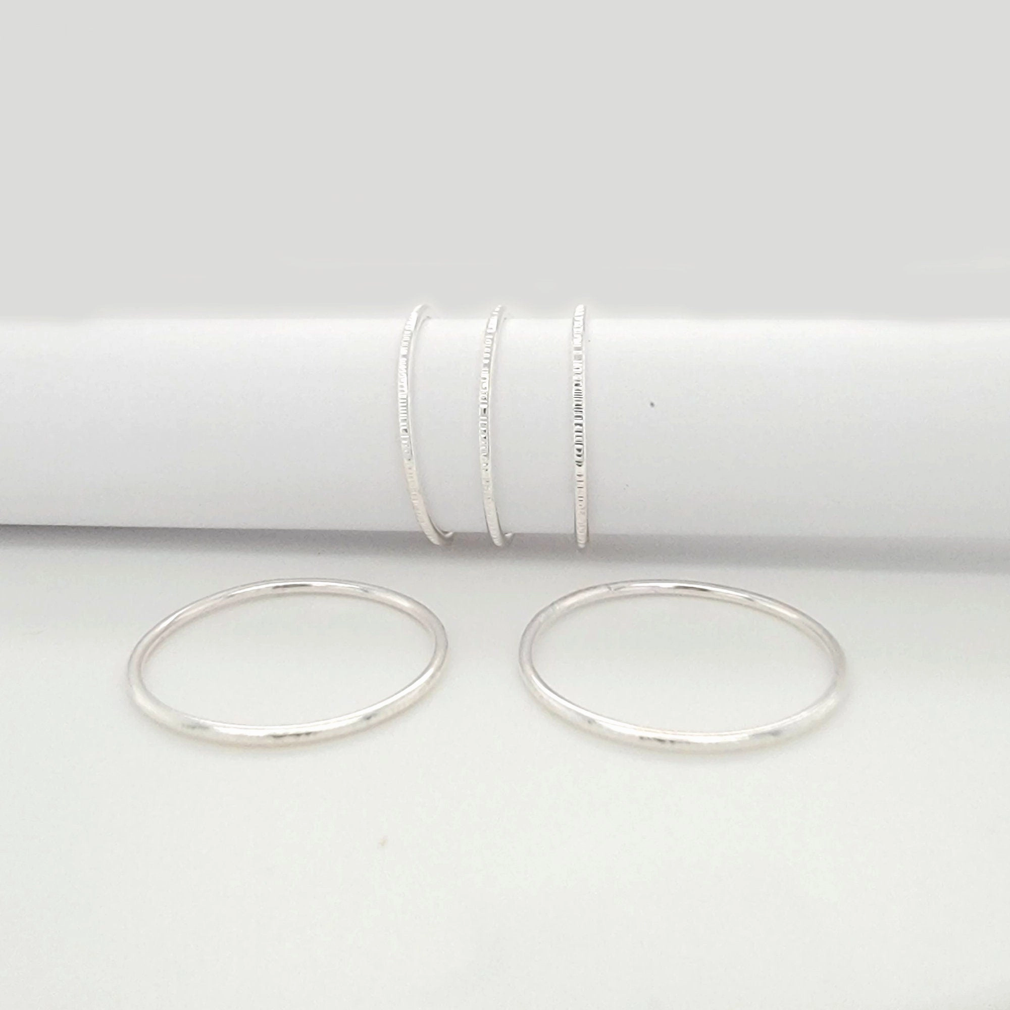 Sparkly hammered  texture stacking rings - Stacking ring - stackable rings - CG476R. Starts at